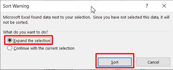 Cách sắp xếp ABC trong Excel khi họ và tên ở khác cột 4