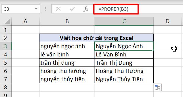 Hướng dẫn cách viết hoa chữ cái đầu trong Excel cực đơn giản