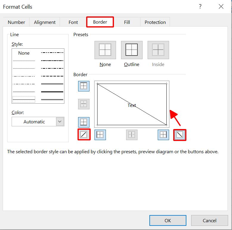 cách tạo gạch chéo trong bảng Excel 2
