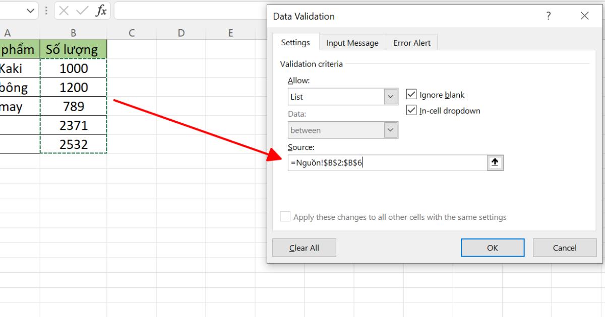 Tạo danh sách thả xuống trong Excel 