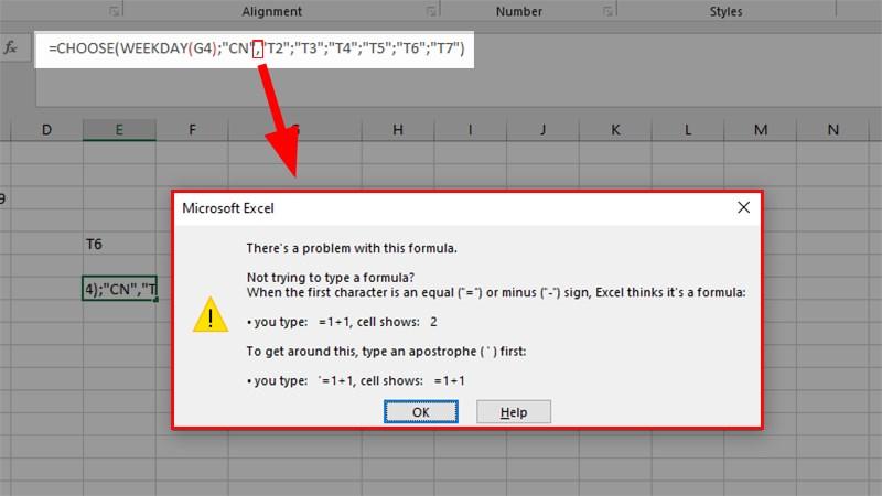 Lỗi thường gặp khi sử dụng hàm thứ trong Excel