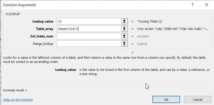 cách sử dụng hàm vlookup để lọc dữ liệu
