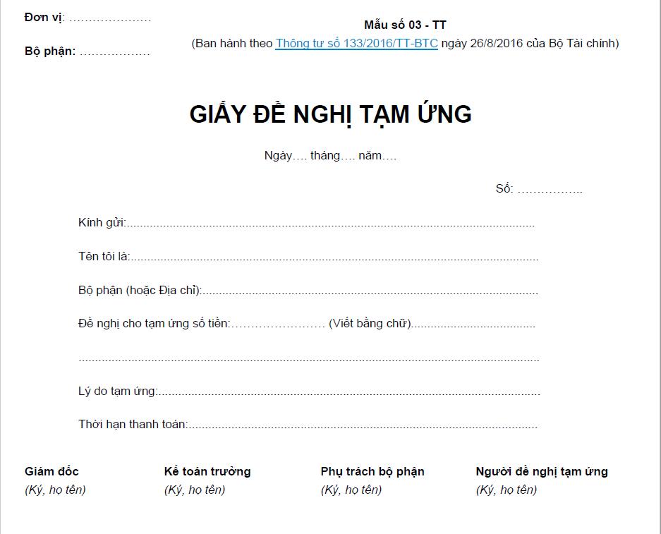 Giấy đề nghị tạm ứng là gì? Mẫu giấy đề nghị tạm ứng chuẩn nhất