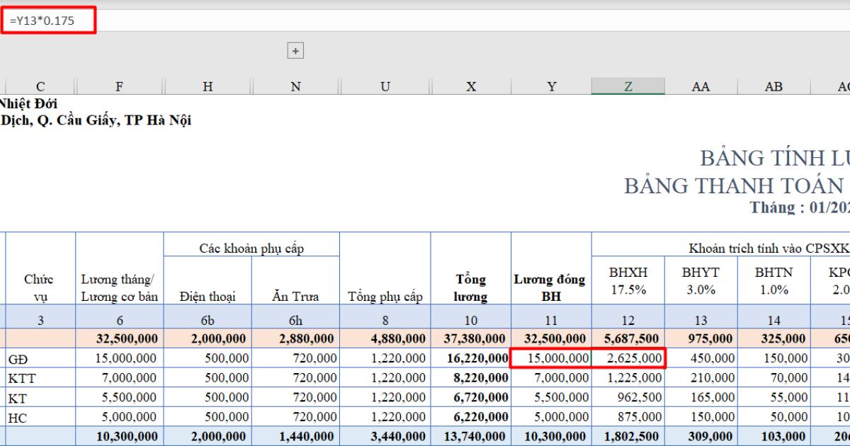 Xác định mức đóng BHXH, cách tính BHXH và các khoản trích theo lương