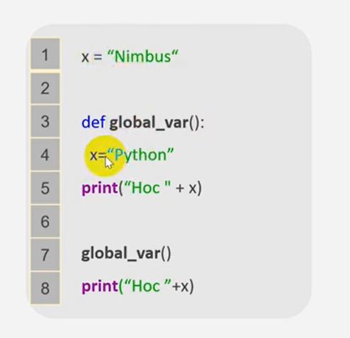 Sự khác nhau của 2 loại biến trong Python Global và Local Variables
