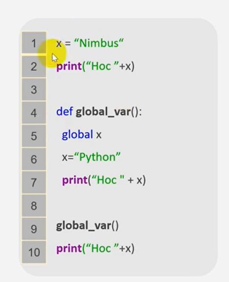 Sự khác nhau của 2 loại biến trong Python Global và Local Variables