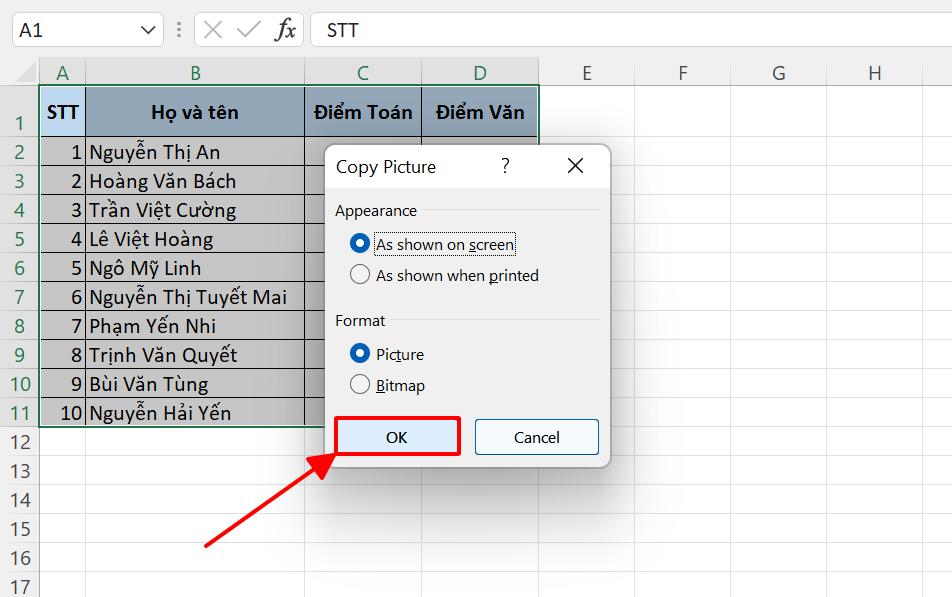 Hướng dẫn cách chuyển Excel sang ảnh chỉ trong một nốt nhạc 4