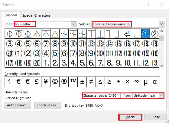 Cách khoanh tròn đáp án trong Word