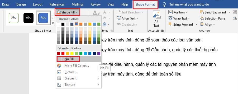 Cách khoanh tròn đáp án trong Word