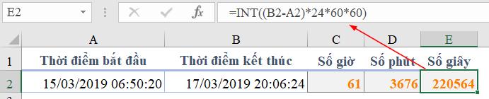 Hướng dẫn cách tính khoảng cách giữa 2 thời điểm trong Excel