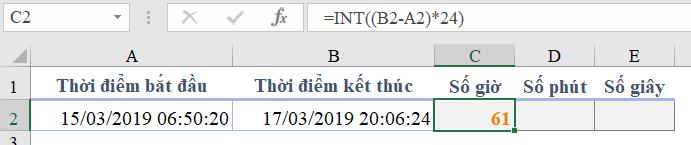 Hướng dẫn cách tính khoảng cách giữa 2 thời điểm trong Excel