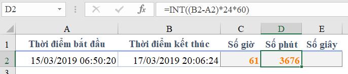 Hướng dẫn cách tính khoảng cách giữa 2 thời điểm trong Excel