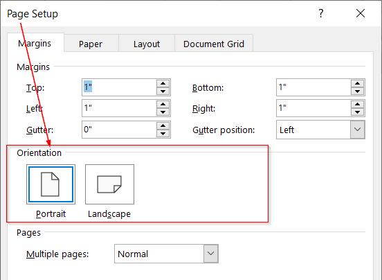 cách chọn chiều trang giấy trên word