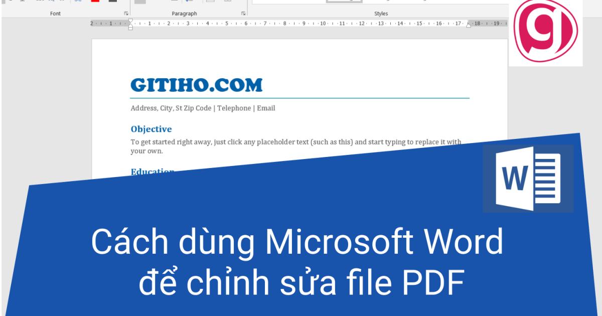 Hướng dẫn cách dùng Microsoft Word để chỉnh sửa file PDF rất đơn giản