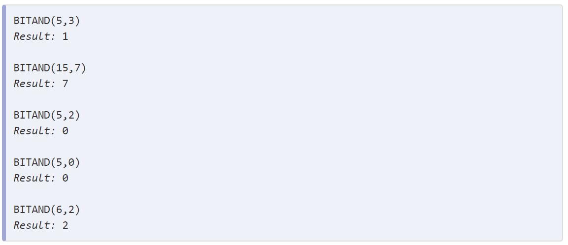 Ví dụ về cách sử dụng hàm Bitand