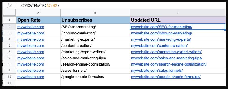 Hợp nhất dữ liệu ô với CONCATENATE