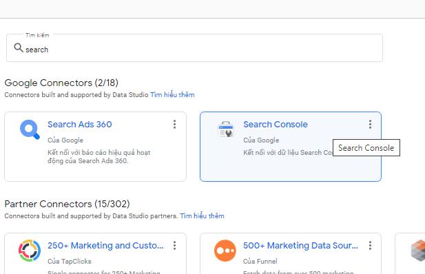 Kết nối Search Console với Google Data Studio