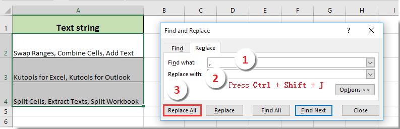 Cách thay thế, loại bỏ, thêm, phân tách ô... bằng dấu phẩy trong Excel