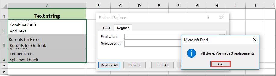 Cách thay thế, loại bỏ, thêm, phân tách ô... bằng dấu phẩy trong Excel