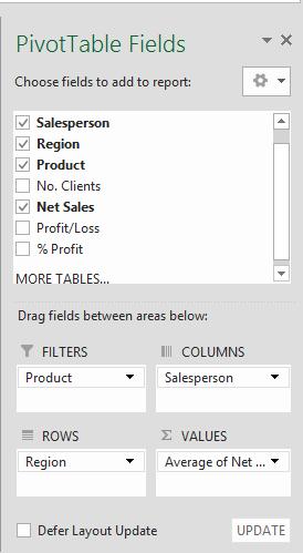 chia nhỏ dữ liệu trong PivotTable