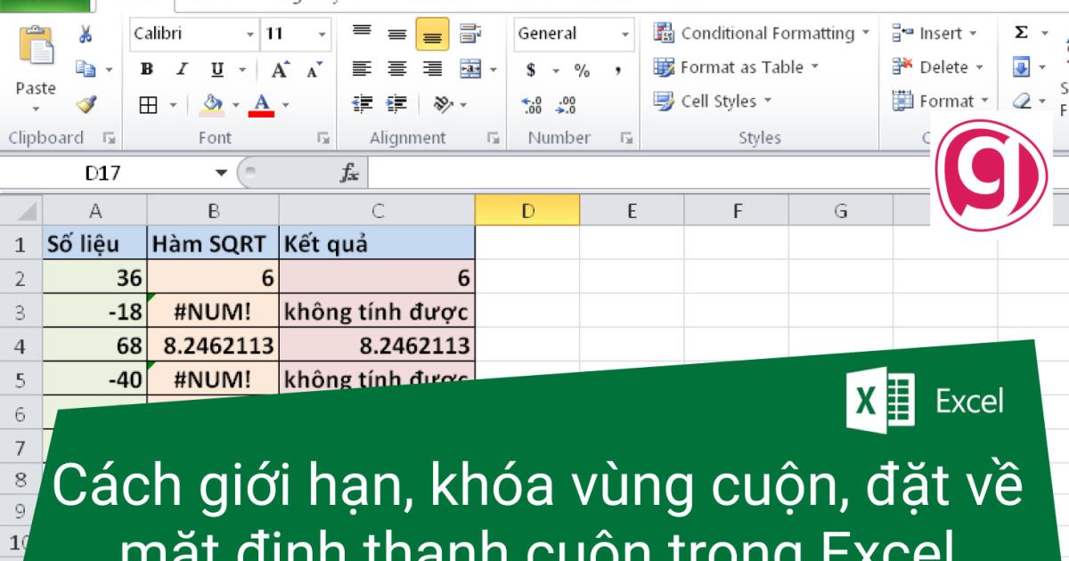 Cách giới hạn, khóa vùng cuộn, đặt thanh cuộn về mặt định trong Excel