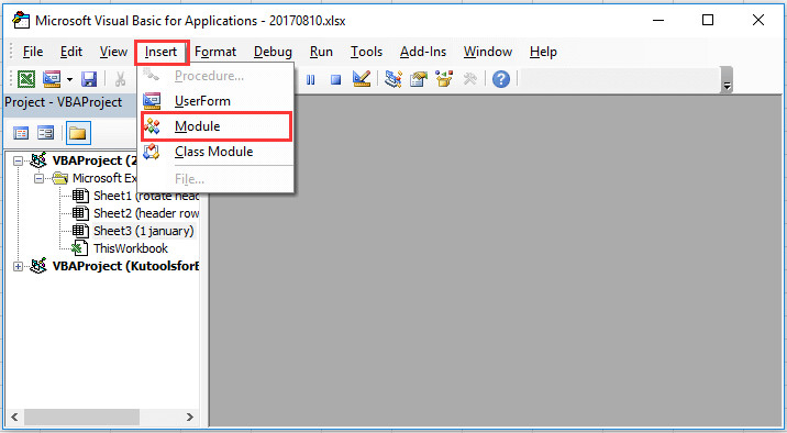mở cửa sổ Microsoft Visual Basic for Applications 