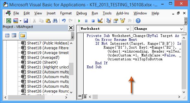 VBA: Tự động sắp xếp cột trong Excel