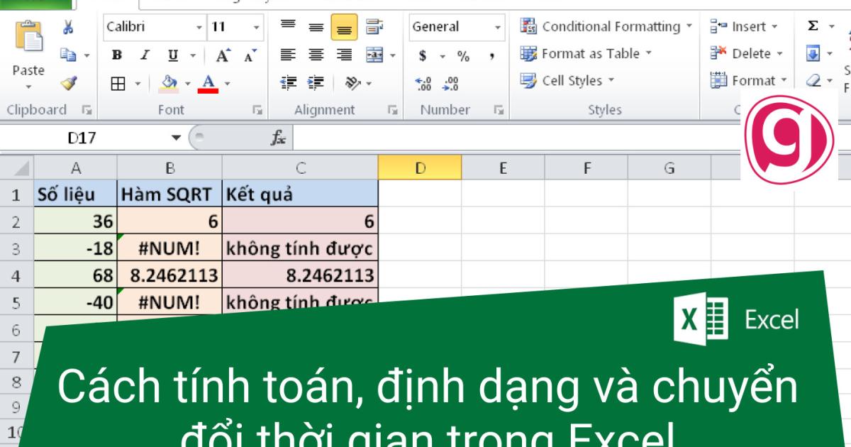 Cách tính toán, định dạng và chuyển đổi thời gian trong Excel