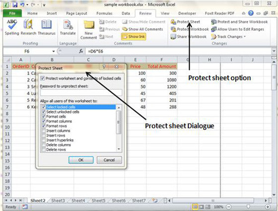 Các tính năng của Excel Protect Workbook