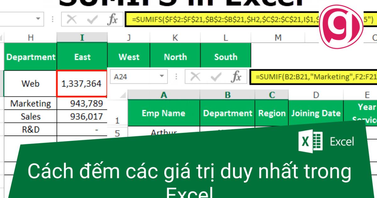 Cách đếm các giá trị duy nhất trong Excel
