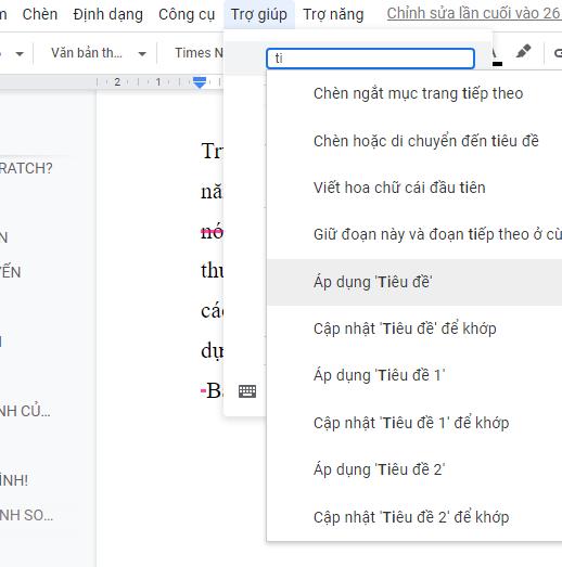 Nhanh chóng truy cập bất kỳ tính năng nào có sẵn trên Google Documents