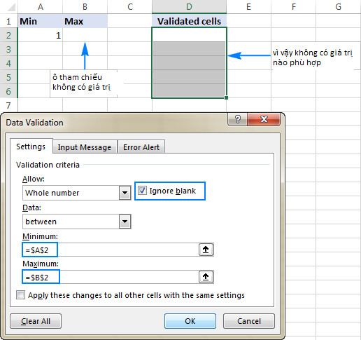 Kiểm tra tính đúng đắn của công thức xác thực dữ liệu Excel của bạn