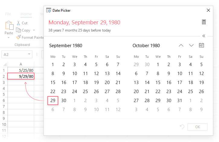 microsoft date and time picker excel