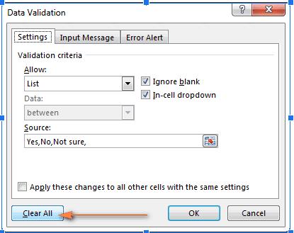 Cách xóa danh sách thả xuống trong Excel