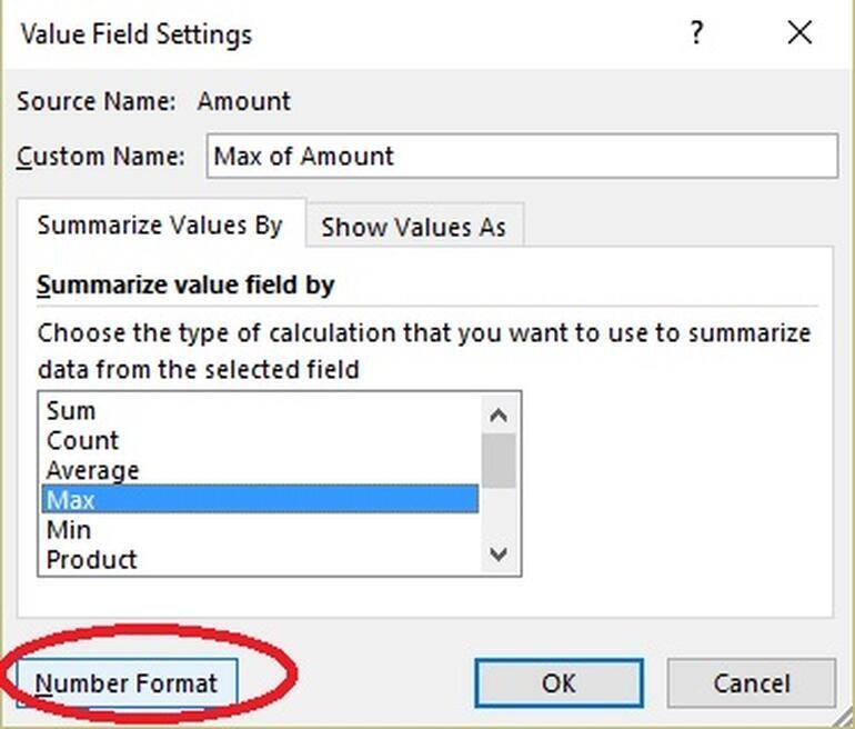 Chọn Max để trả về số lượng tối đa cho mỗi nhóm.