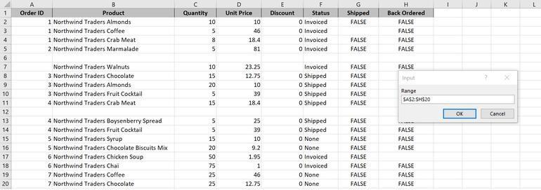 Cách xóa các hàng trống trong Excel với Macro