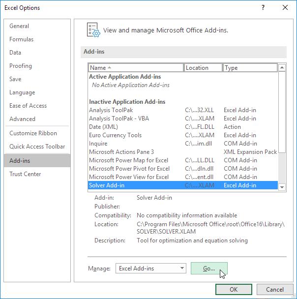 Cách tải Solver Add-in trong Excel
