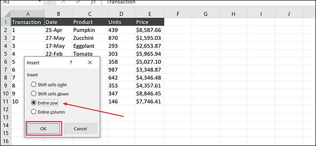Thêm tiêu đề vào hàng trên cùng của workbook