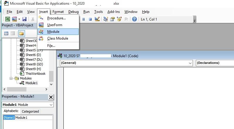 mở cửa sổ Microsoft Visual Basic for Applications.