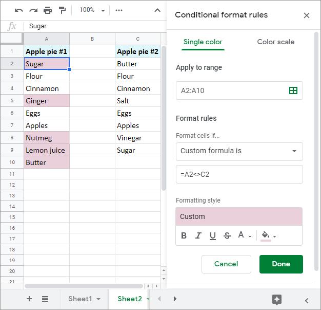 So sánh hai trang tính và cột của Google Sheets để tìm điểm khác biệt