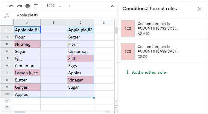 So sánh hai cột trong Google Sheets và đánh dấu sự khác biệt (duy nhất)