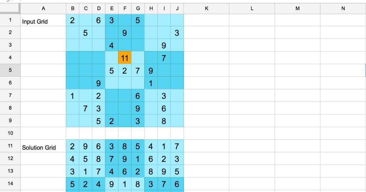 tạo trò chơi sudoku trong bảng tính của bạn