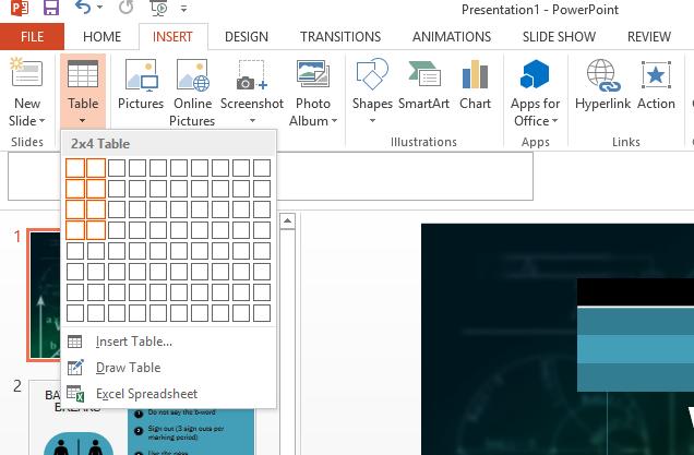 Cách tạo bảng trong PowerPoint