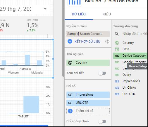 Chỉnh sửa các trường trực tiếp trong báo cáo Google data studio