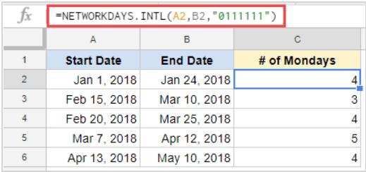 Tính số Thứ Hai giữa 2 thời điểm 