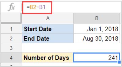 Công thức tính tổng số ngày giữa 2 thời điểm