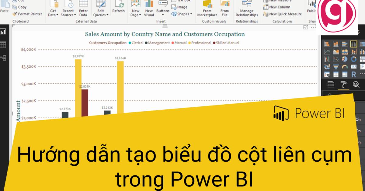 Hướng dẫn tạo biểu đồ cột liên cụm Clustered Column Chart trong Power BI