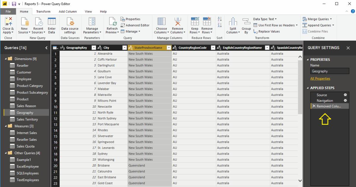 Hướng dẫn cách loại bỏ hoặc sắp xếp lại các cột trong Power BI
