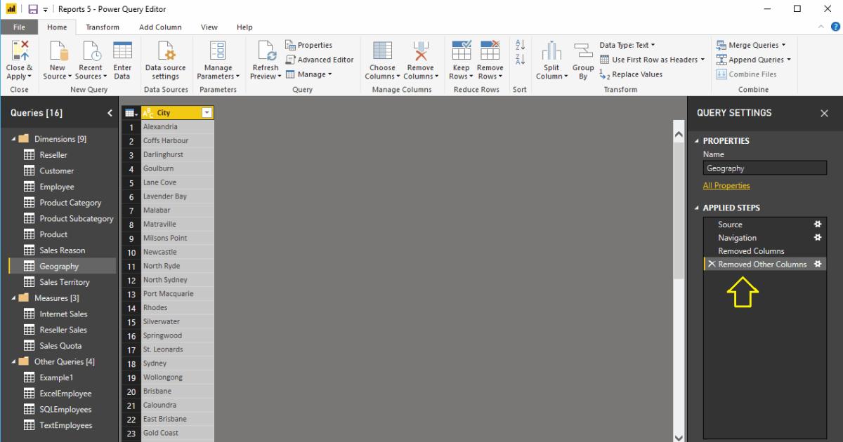 Hướng dẫn cách loại bỏ hoặc sắp xếp lại các cột trong Power BI