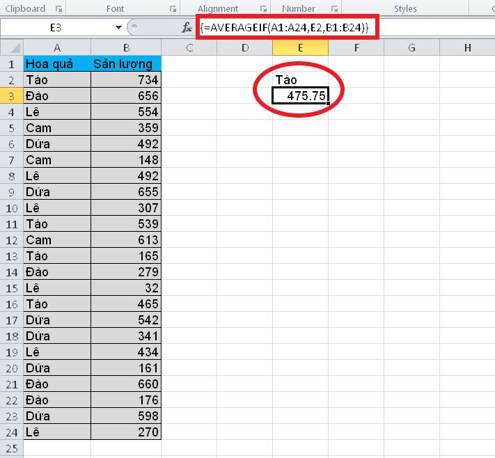 Cách tính trung bình các giá trị sau khi tìm kiếm Vlookup trong Excel